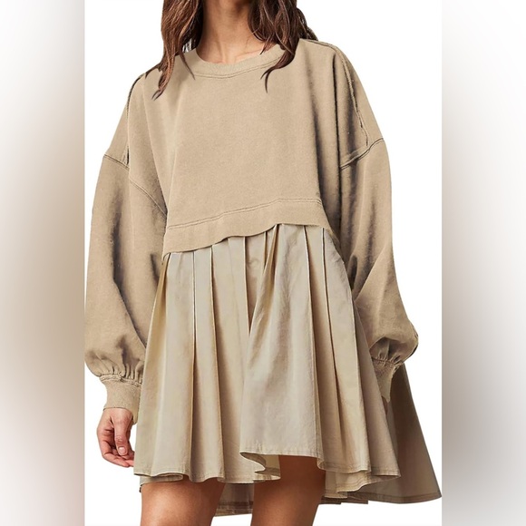 Oversized Sweatshirt Dress Long Sleeve Pullover Loose Casual Mini Dress … - Picture 8 of 8